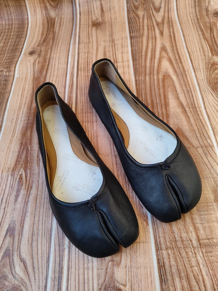 Bailarina plana Maison Martin Margiela TABI de cuero negro EU 39 US 8,5 Foto 2 de 4