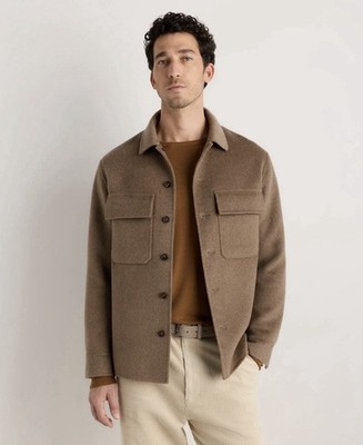 QUINCE - Men s M 100% Mongolian Cashmere Double- Faced Shirt Jacket Taupe