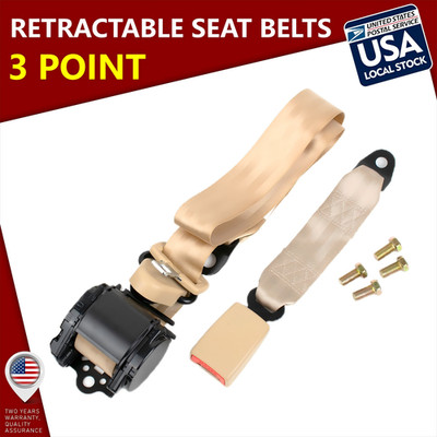 Universal 3 Point Retractable Car Seat Belt Bolt Automatic Safety Strap Kit
