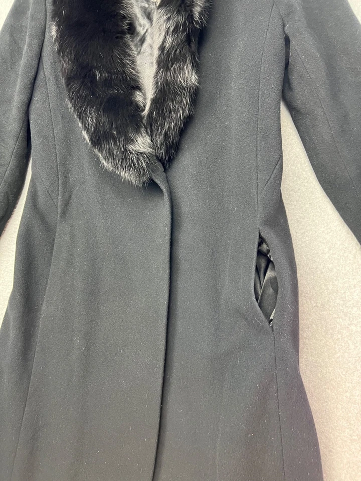 De Colección Marvin Richards Largo Lana Cachemira Gabardina Sobre Abrigo Cuello Piel de Zorro Para Mujer 6 Foto 4 de 4