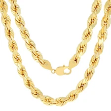 10K Yellow Gold Thick Solid 10mm Mens Diamond Cut Rope Chain Necklace 22"- 30"