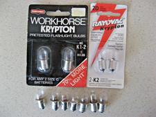 Rayovac Krypton Flashlight Bulbs K1 K2 2 Packs Flashlights 2C  2D  7 More