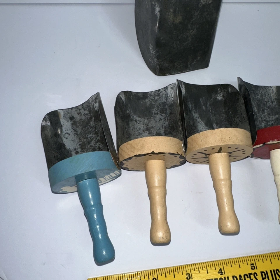 Lote De Colección Granero Metal Granero Alimentación Hielo Mini Cucharadas Mango Madera Primitivo Foto 4 de 4