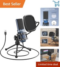USB Podcast Microphone Cardioid Condenser for Streaming Recording with Tripod
