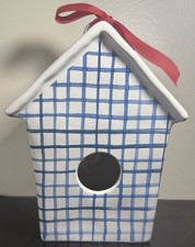 2018 Rae Dunn Ceramic Gingham PERCH Bird House