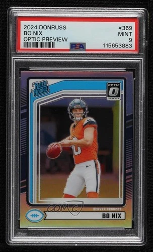 2024 Panini Donruss Optic Preview Holo Prizm Bo Nix PSA 9 MINT Rookie RC