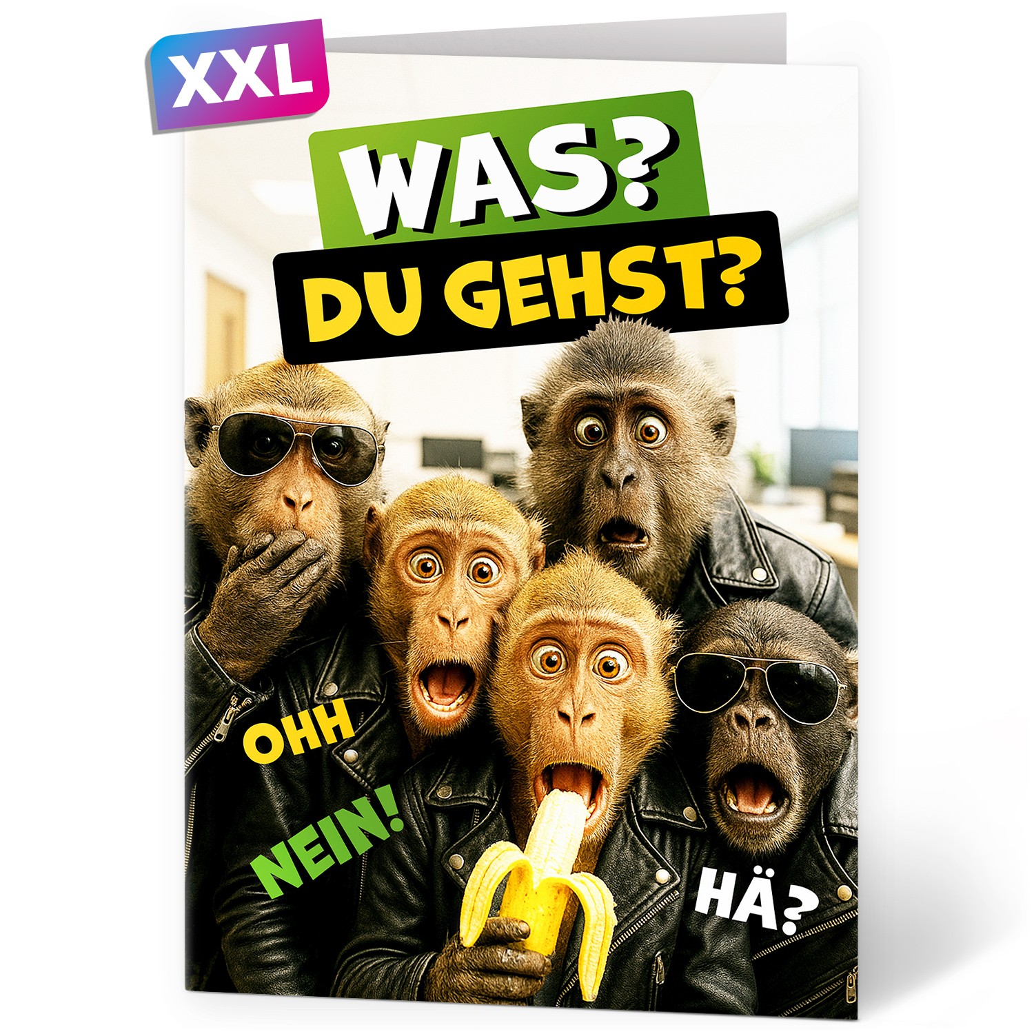 Abschiedskarte XXL witzig lustig Jobwechsel Rente Kollegin Kollege Abschied Affe