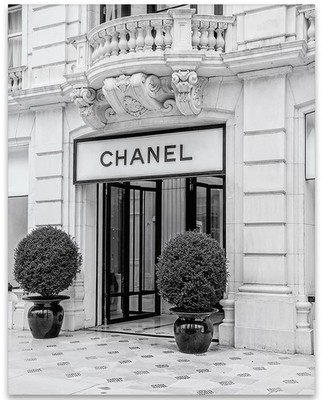 Paris Boutique Facade Photo Poster 11x14 Unframed Black & White Fashion Decor