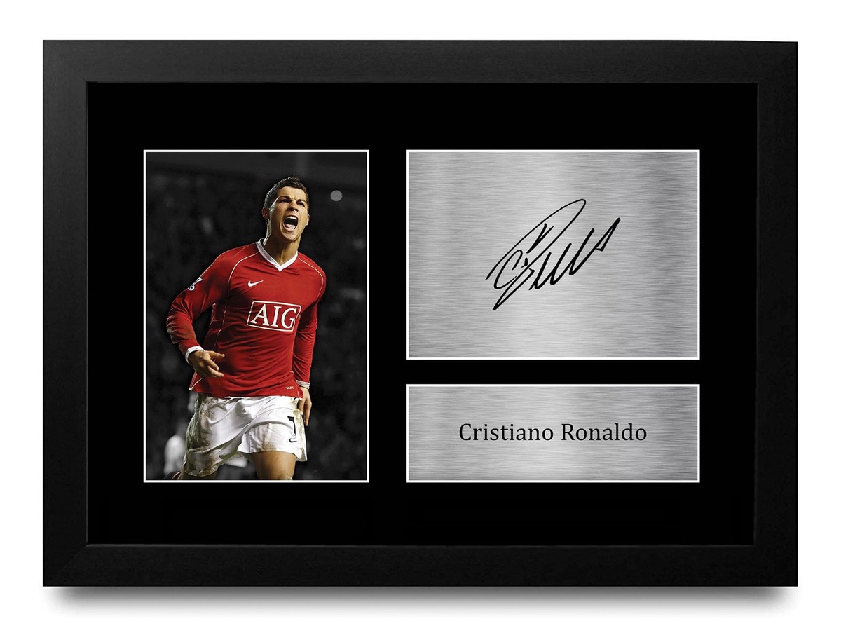 Cristiano Ronaldo Framed Gift Idea Printed Autograph Picture for