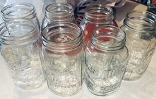 7pc Vintage-Style Mason Jar Lot Ball Atlas Kerr Perfect Mason Clear Glass Mixed