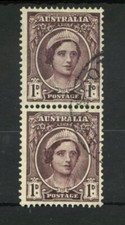 M2465 Australia 1944 SG203a - 1d brown purple in a coil pair