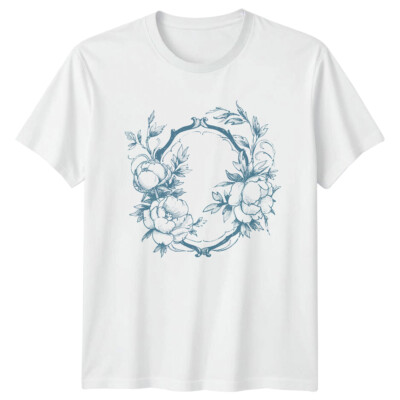 Floral Frame Design Herren T-Shirt Damen Tee Grafik Unisex Oberteil