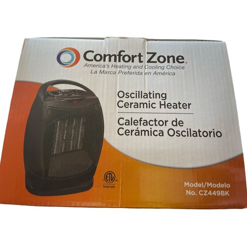 Comfort Zone CZ449BK 1500W Oscillating Ceramic Electric Heater W/Tip Cutoff - Picture 5 of 6