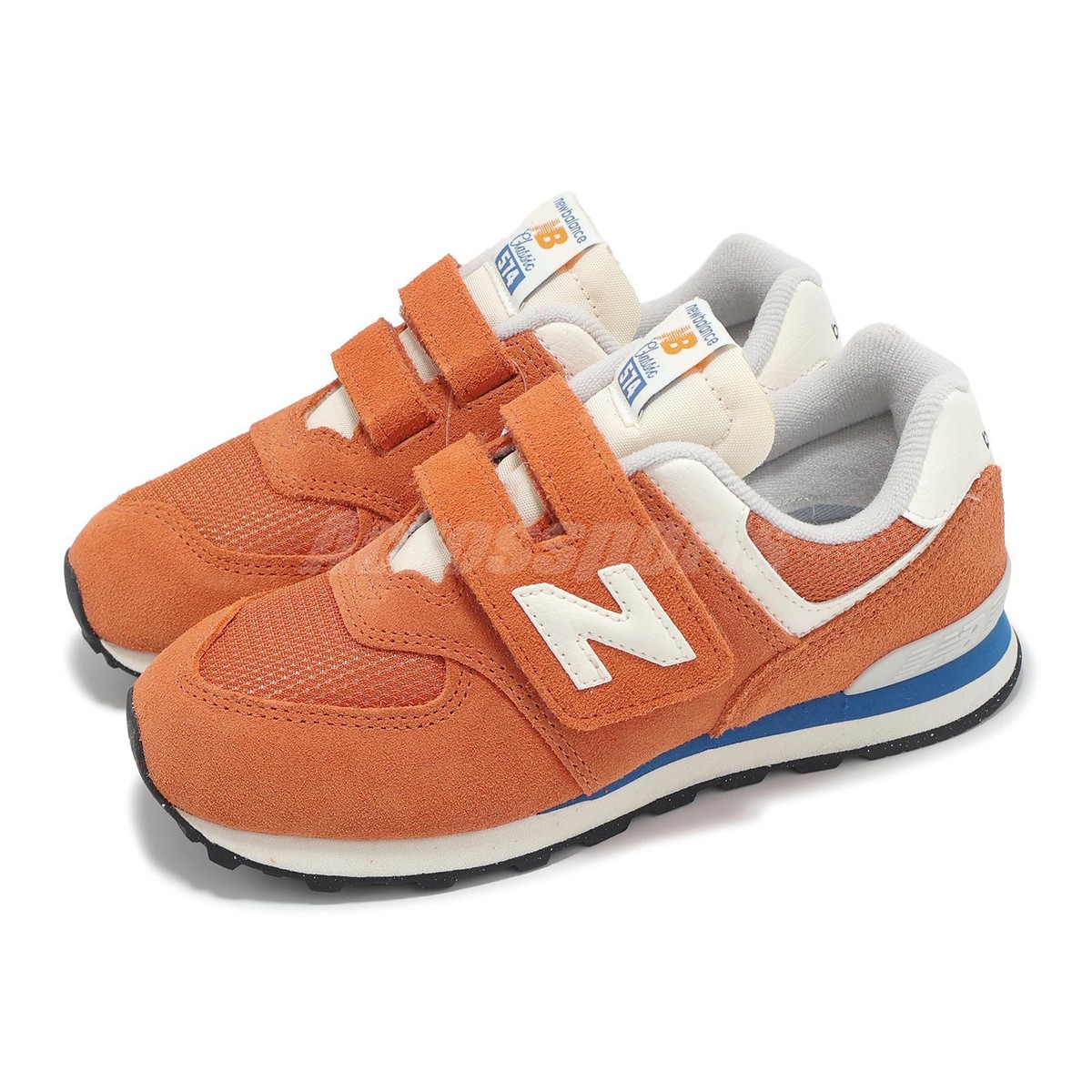 New Balance 574 Wide Orange White Kids Preschool Casual Strap - Main Image