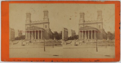 Frankreich Kirche Saint-Vincent-De-Paul Paris c1865 Foto Stereo Vintage Albumin