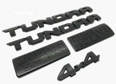 set of 5 BLACKOUT EMBLEM OVERLAY KIT 2014-2021 for TUNDRA SR5 5.7L V8 iforce 4X4