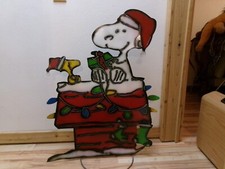 Unique Metal 39" Snoopy and Woodstock Yard Art Christmas Decor Sculpture