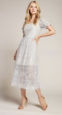 Elie Tahari Womens Rosalyn Crochet Lace Romantic Midi Dress Seabreeze Sz 10 NWT