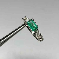 Emerald Ring, 925 Sterling Silver Lab Created Emerald Wedding Birthstone ring