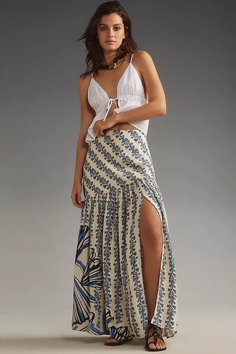New $178 FOREVER THAT GIRL Basque-waist Maxi Skirt In Blue Women's Large - Picture 4 of 6