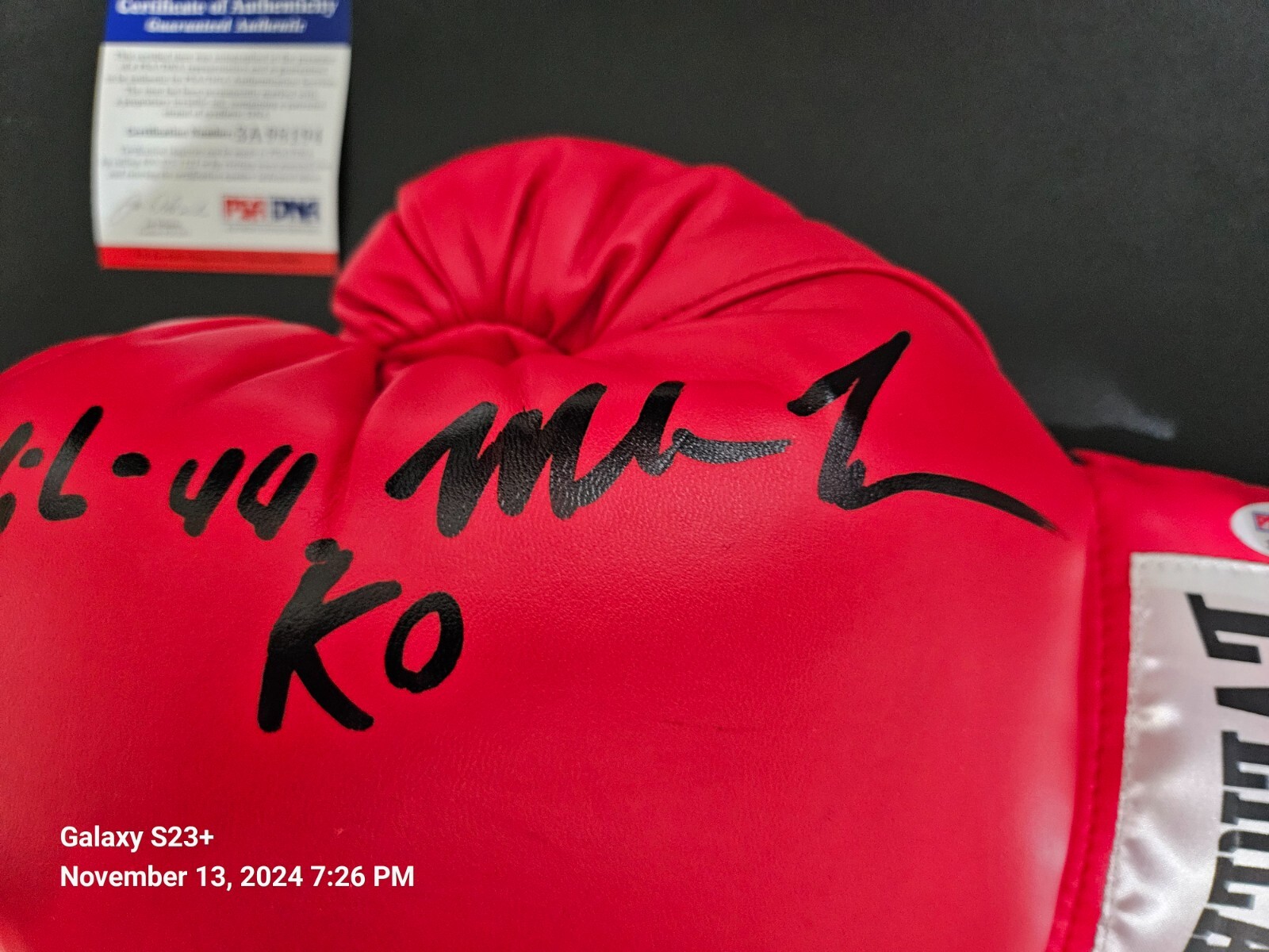 Mike Tyson Autographed Glove PSA DNA "50W-6L-44KO" view 3