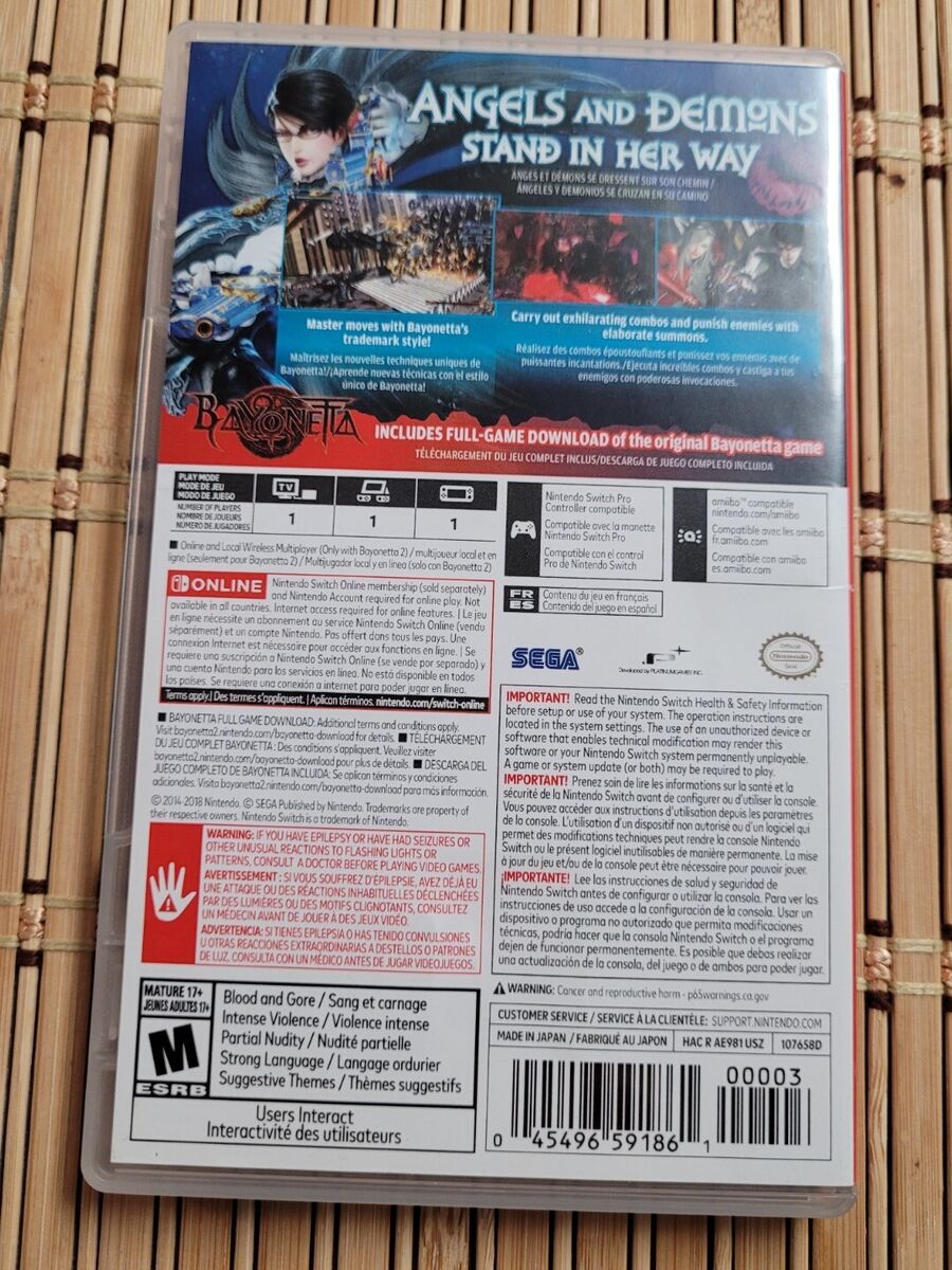 Bayonetta 2 Switch has a reversible cover for Bayonetta 1