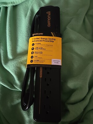 PlugLoad 7 Outlet Energy Saving Advanced Powerstrip Black BRAND NEW Quick Ship