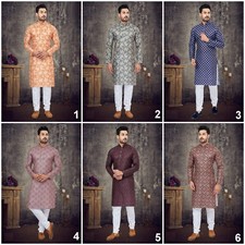 Wedding Ethnic Bollywood , Traditional Cotton Kurta Payjama Set For Men's MT-AN