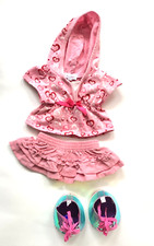Build A Bear GIRL Workshop PINK Hearts Top Hoodie Skirt Shoes Outfit Lot