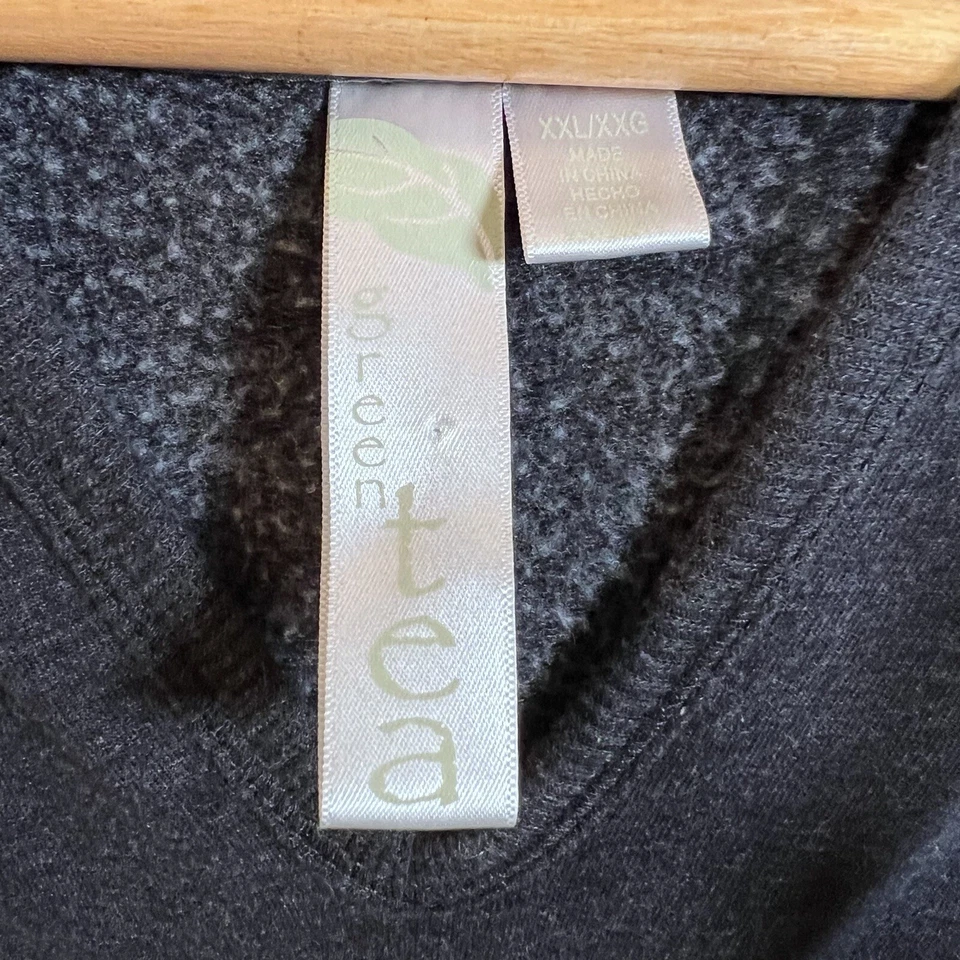 Sudadera pulóver de punto gris té verde con bolsillo canguro para mujer XXL Foto 4 de 4