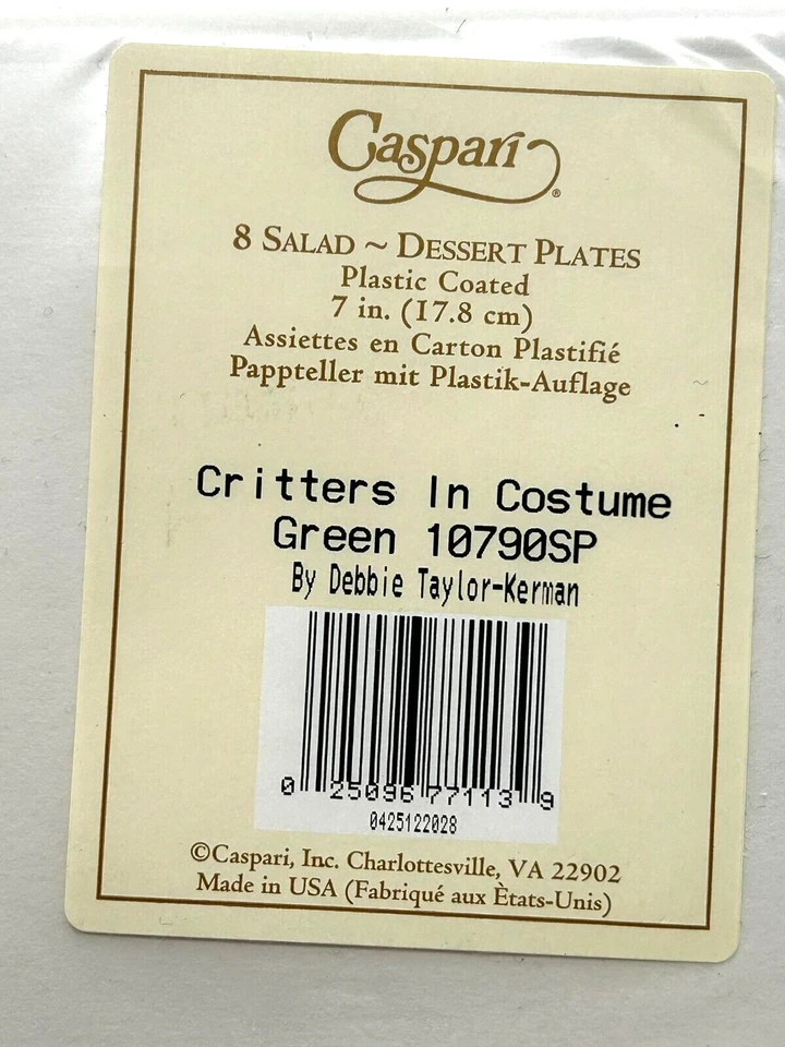 Caspari Critters en Disfraz Halloween Postre Platos de Papel Gatos Perros Juego de 5 Foto 3 de 4