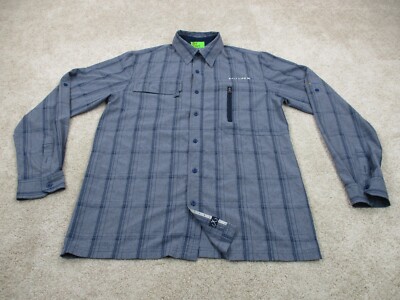 Salt Life Shirt Mens Medium M Blue Fishing Performance Long Sleeve Button Up