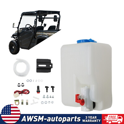 Tank Pump Wiper System Reservoir Universal Windshield Washer Bottle Kit UTV 12V