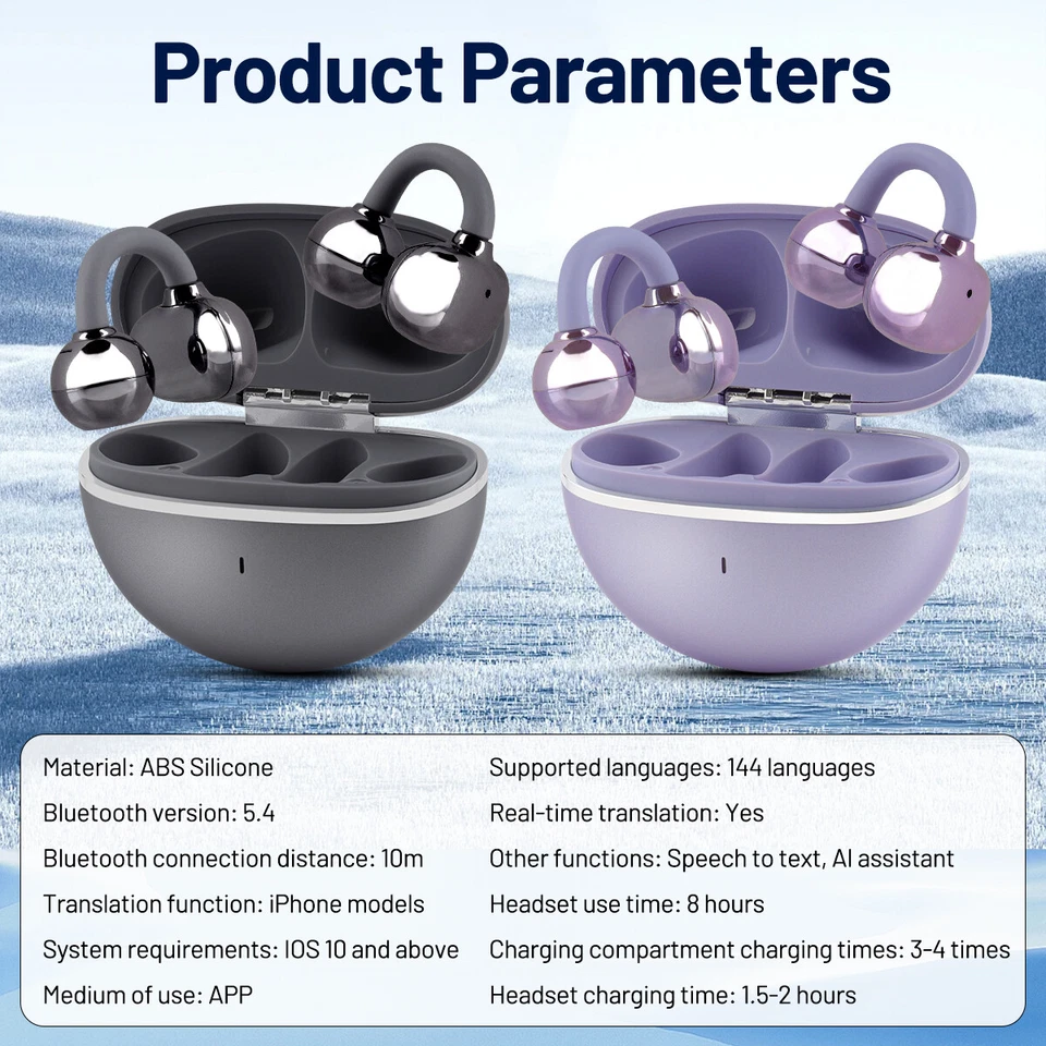 2025 Smart AI Translation Earbuds 144+ Languages Real-Time Bluetooth Headphones - Image 3 of 4