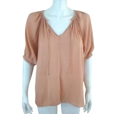 Grade & Gather Womens L Dusky Pink Raglan Half Sleeve Satin Blouse