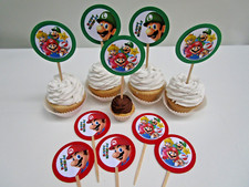 Super Mario Cupcake Toppers,Etiquetas, Fiesta Super Mario, Fiesta Cumpleaños, JUEGO DE 12