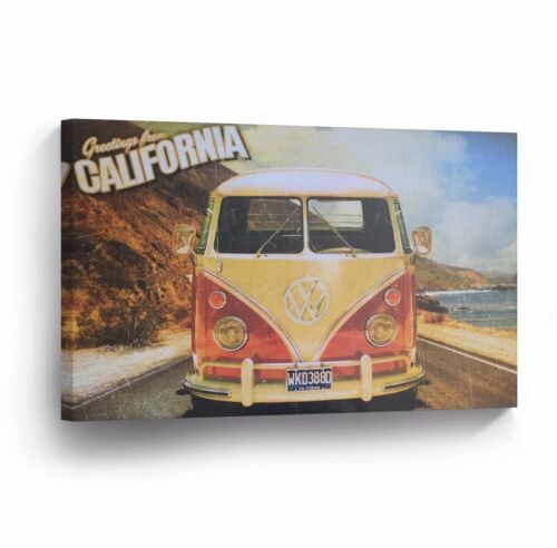 Canvas Wall Art Photo Print VW Classic Vintage Car Bus Camper Volkswagen VWH1 - Picture 1 of 4