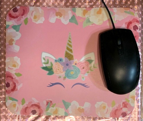 MOUSE PAD Floral Unicorn Pink Puple Girls Kawaii Feminine Cute COMPUTER MOUSEPAD - Picture 4 of 8