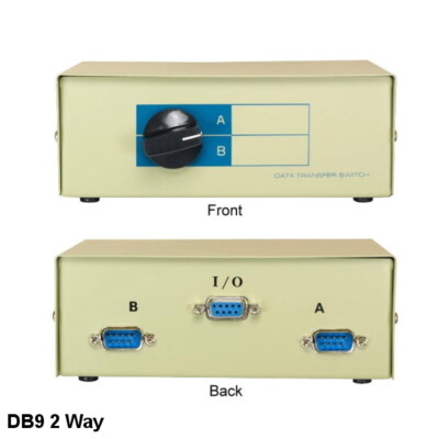 KNTK DB9 Male 2 Way Data Transfer Switch Box Rotary Type RS-232 D-Sub 9 Pin PC