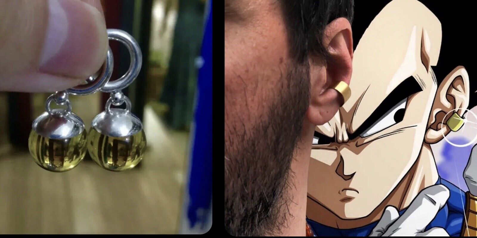 Dragonball inspired potara earring Tiger's eye/Malaysian 