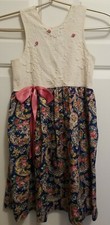 Vintage 1990's Girl's CHOCOLATE SOUP Sleeveless Floral Dress Easter Size 6