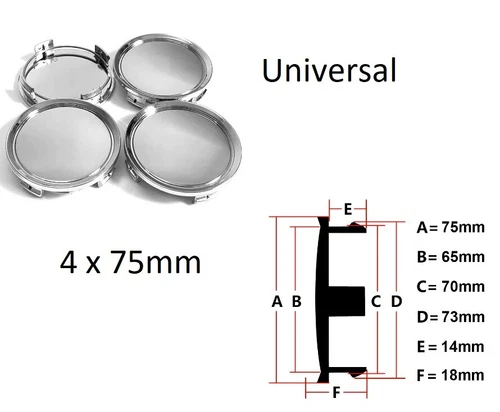 4 x 75mm Satz ABS Alufelgen Nabendeckel Felgendeckel Nabenkappen Radmitte - Bild 3 von 5