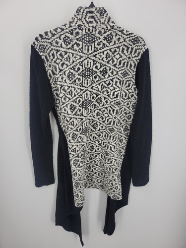Ecote Cardigan Sweater Womens Medium Black Mixed Media Boho Aztec Tribal Boho - Picture 2 of 7