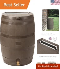 Eco-Friendly 50-Gallon Rain Water Collection Barrel in Walnut - Made in the USA