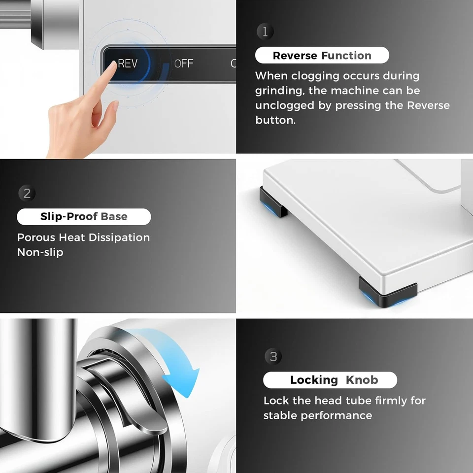 Molinillo de Carne Eléctrico 2800W con Tampón de Salchichas y Kit Kubbe, Cuerpo de Metal Foto 4 de 4