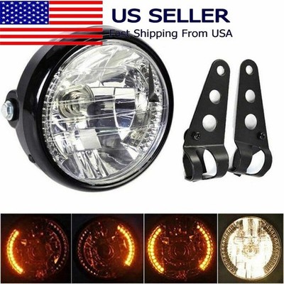 Amber LED Headlight Front Fits For Most of the Motorcycle with 7'' Headlight
