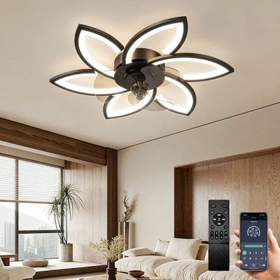 Creative 6-Flame Ceiling Fan Light Modern Dimmable Lamp Silent Home Decoration