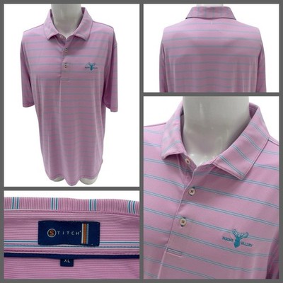 Stitch Golf Polo Shirt XL Pink Blue Stripe Boone Valley Golf Club Stretch YGI T6