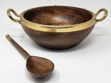 CRAVINGS BY CHRISSY TEIGEN ACACIA /GOLDEN Wood & Metal Salad Bowl and Server
