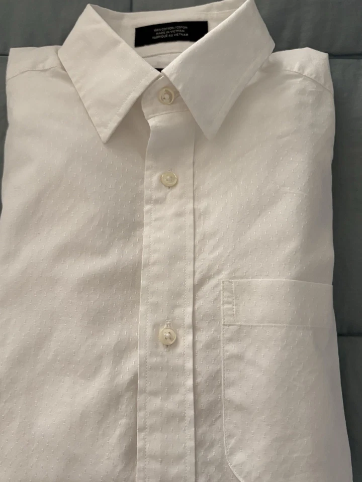 Camisa de vestir Nordstrom niños niños blanca con botones manga larga, talla 10 Foto 3 de 4